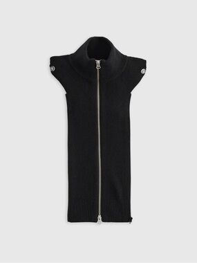 NWT QUINCE 100% Mongolian Cashmere Ribbed Collar Blazer Insert XS/S/M Black 8214